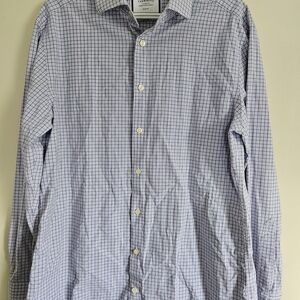 Charles Tyrwhitt Blue and White Plaid Shirt